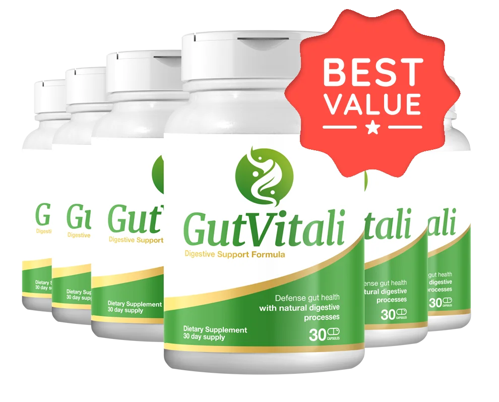 GutVitali supplement six bottle package for gut health and skin support formula